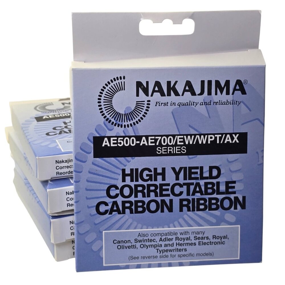 5 packs Nakajima AE-500 AE700 Correctable Carbon Ribbons Typewriter Ink NOS